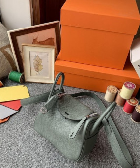 에르메스 미니 린디백 그리스메이어 은장 끌레망스 가죽